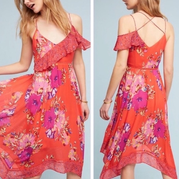 Anthropologie Dresses & Skirts - Anthropologie Maeve Grecia Ruffle Dress Floral 12